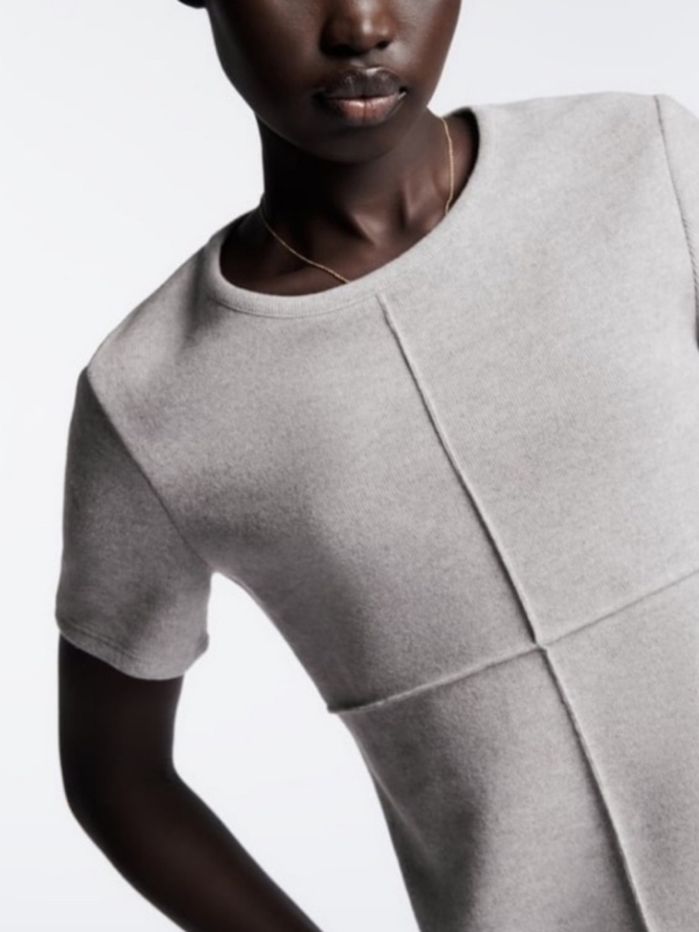 Zara Gray Windowpane Seam Dress - Picture 3 of 9